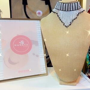 Black and White Cascading Fringe Necklace